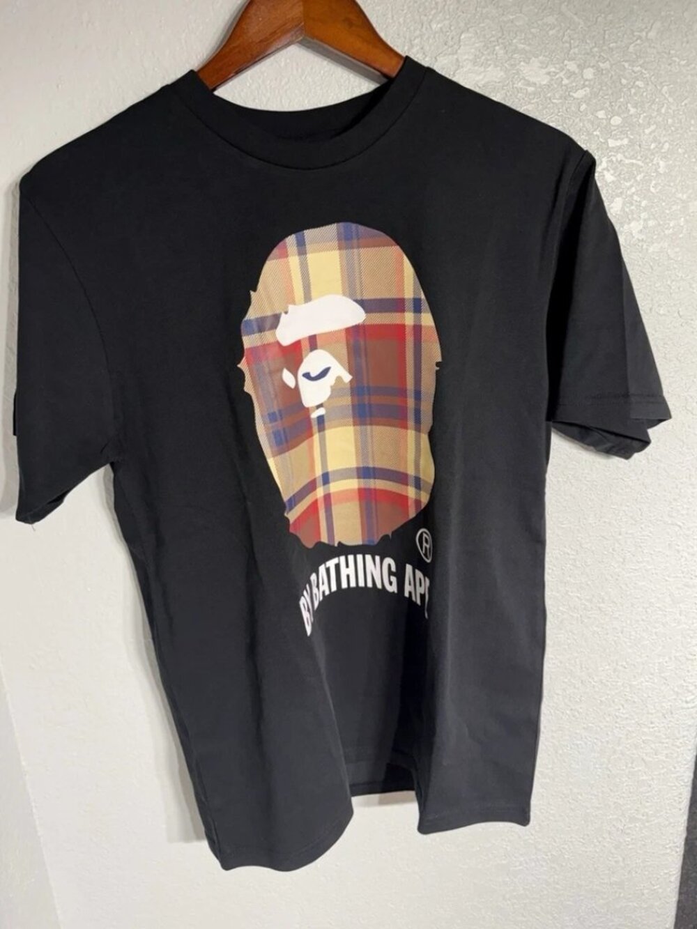 A Bathing Ape Men’s Black Ape Head Logo Graphic Crew Neck Cotton Tee L